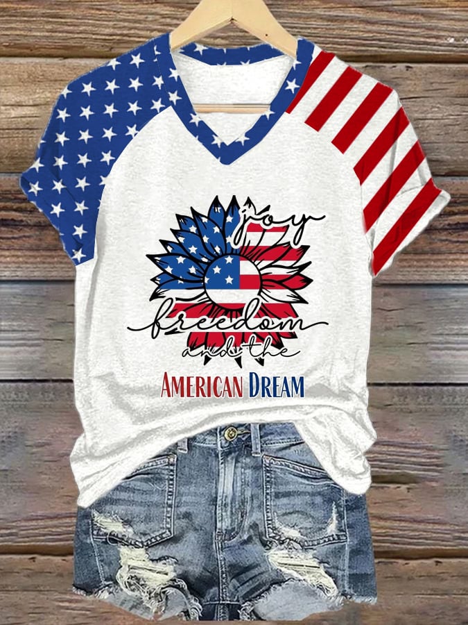 Women's Joy Freedom and the American Dream Print Casual T-Shirt