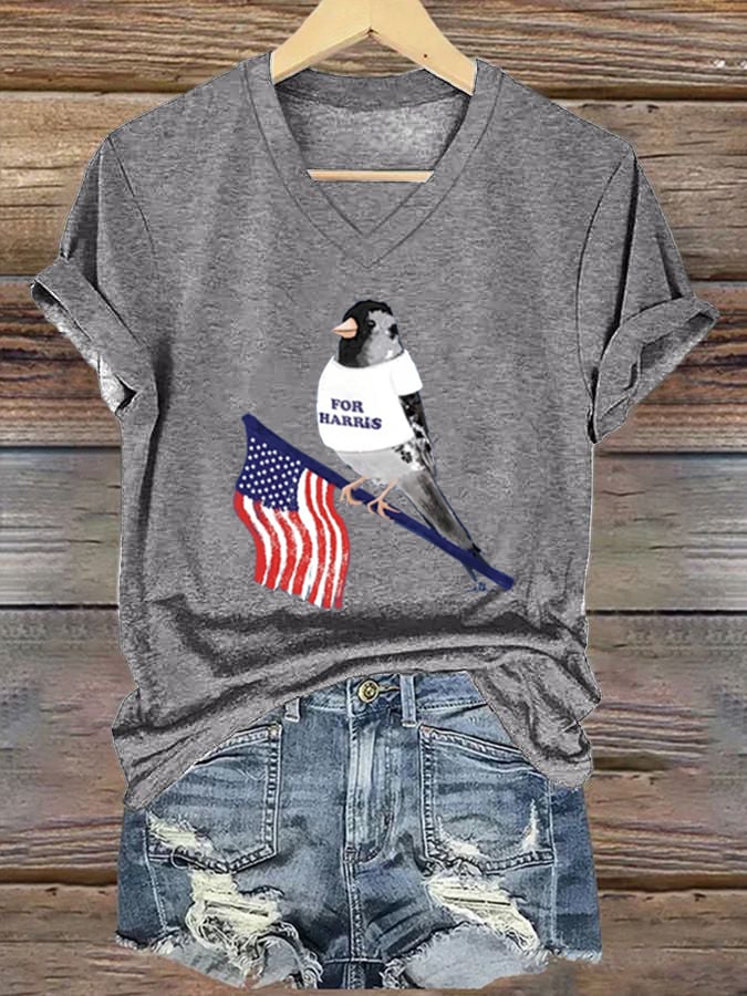 Women's Hot Dove Flag Printed Casual T-shirt