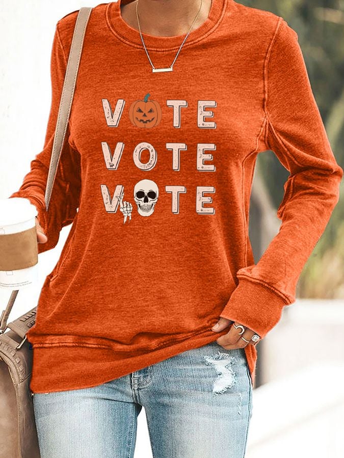 Women's Vote Halloween Print Sweatshirt