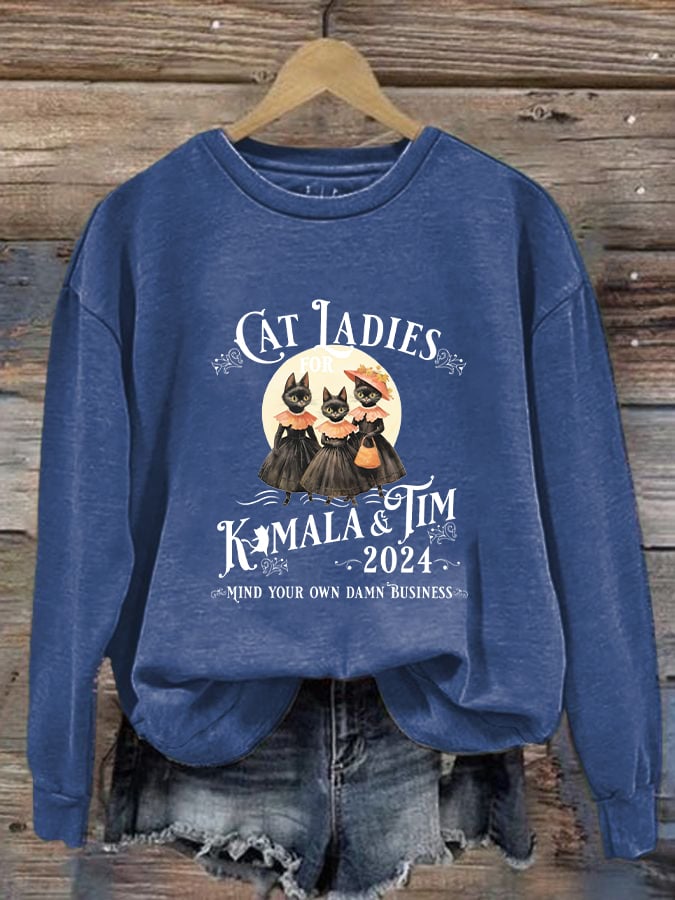 Women's Childless Cat Ladies Vintage Halloween Casual Sweatshirt