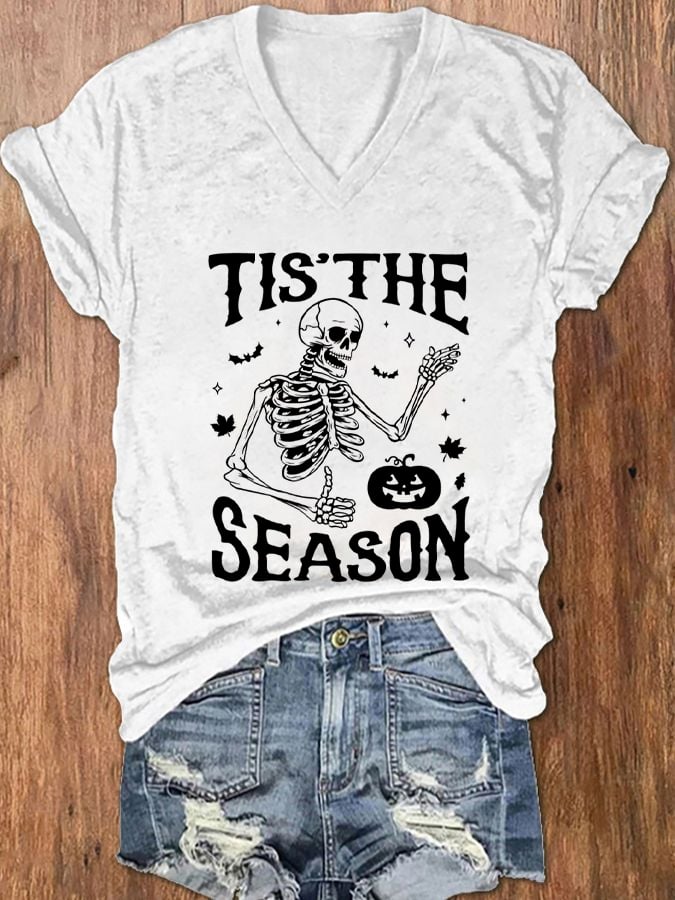 Women's Tis The Season Halloween Print T-Shirt