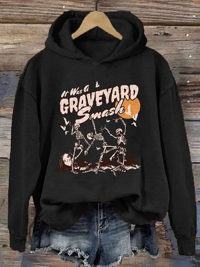 Women's Halloween Skeleton Print Hoodie