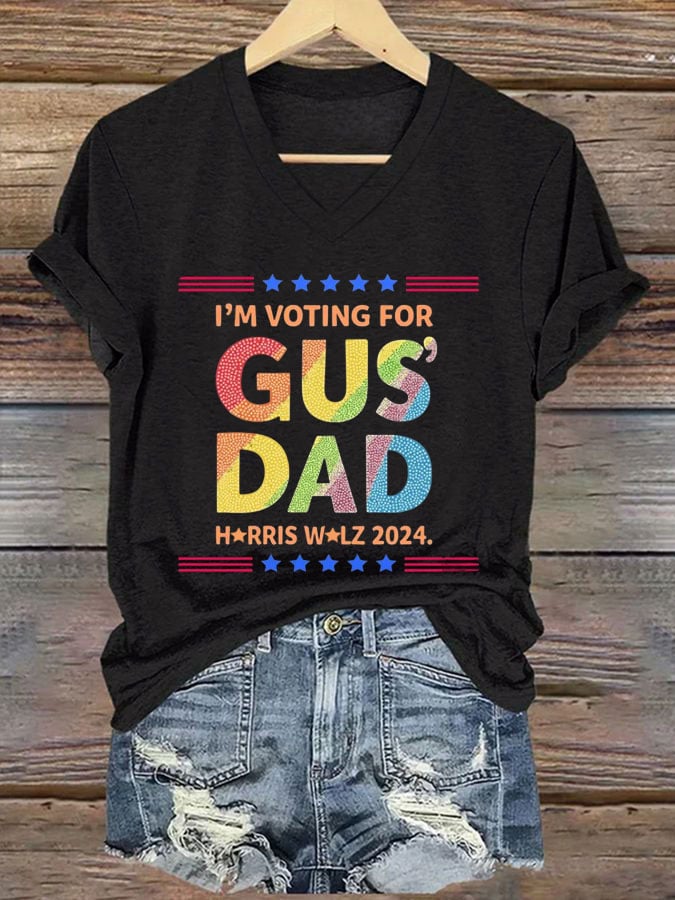 Women's Gus Dad Print Casual T-Shirt