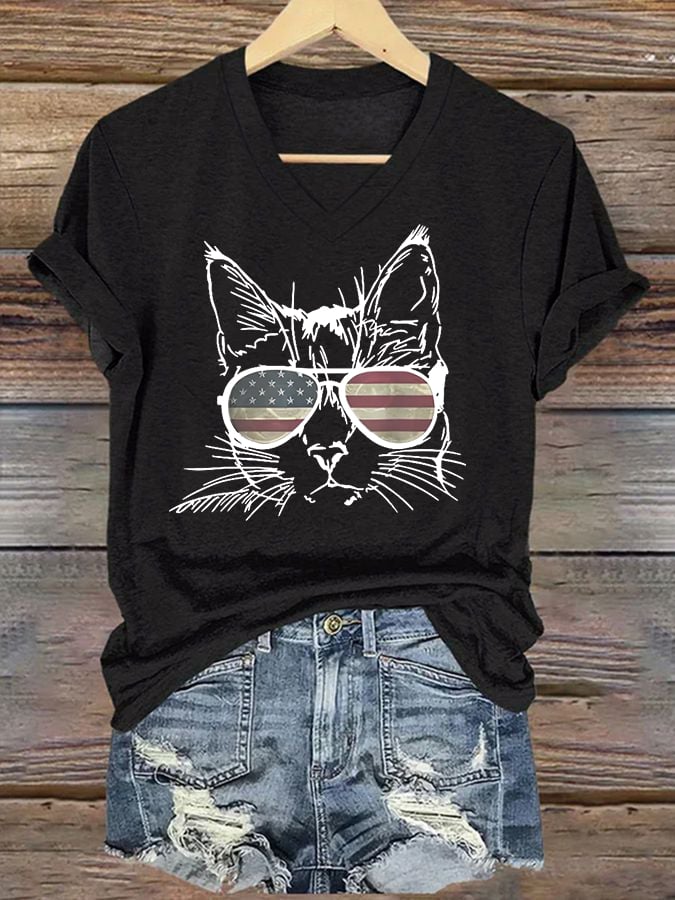 Women's La Cat Flag Printed Short-Sleeved T-Shirt