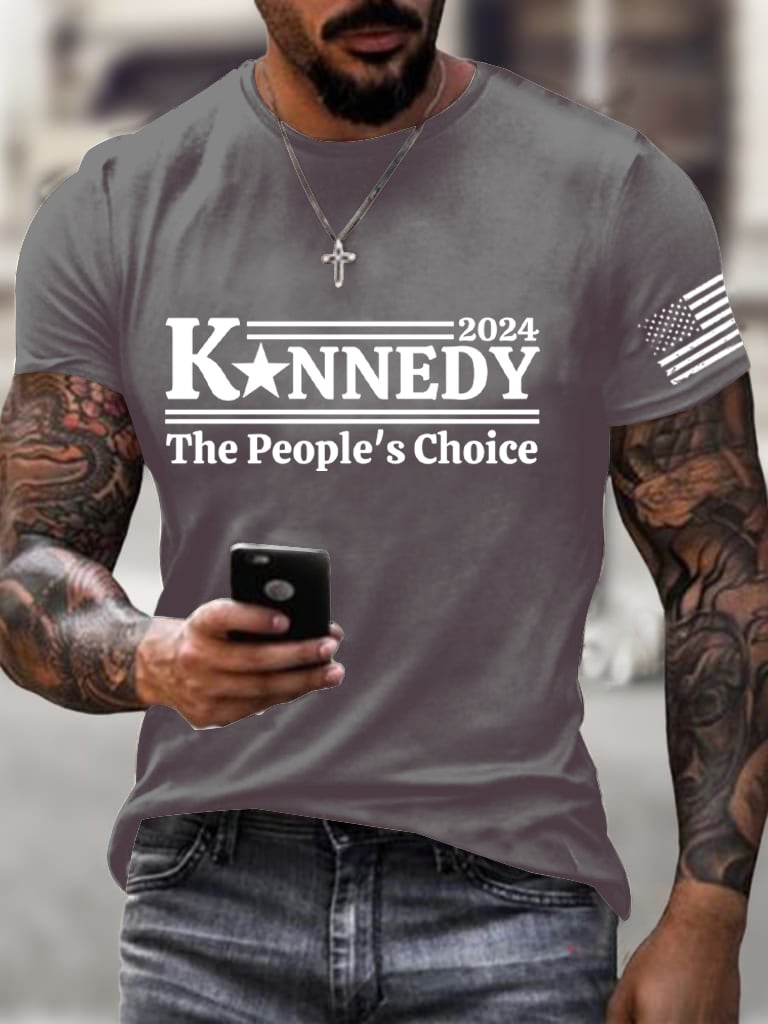 Men's American Flag Print Crew Neck T-Shirt
