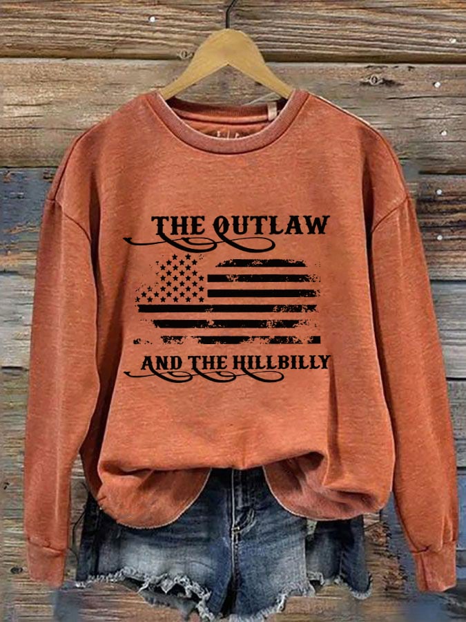Women's The Outlaw and The Hillbilly Print Crew Neck Sweatshirt