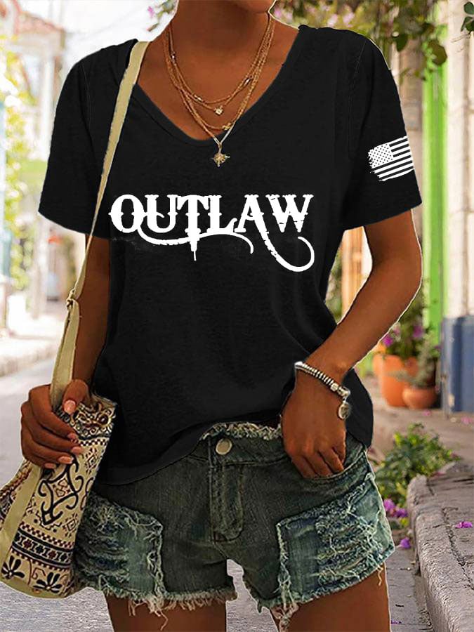 Women's  Outlaw Print Casual T-Shirt