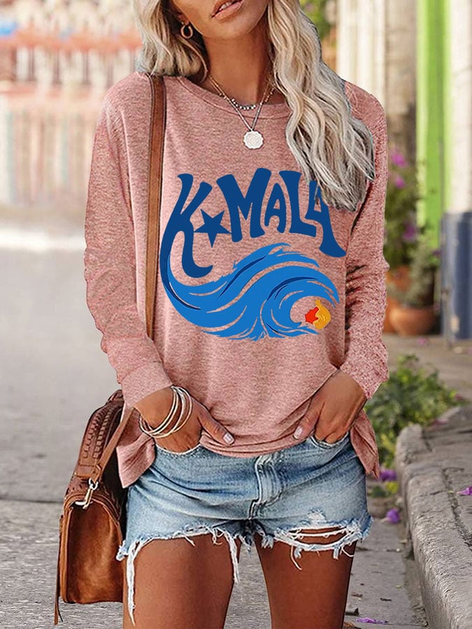 Women's Blue Wave Long Sleeve T-Shirt