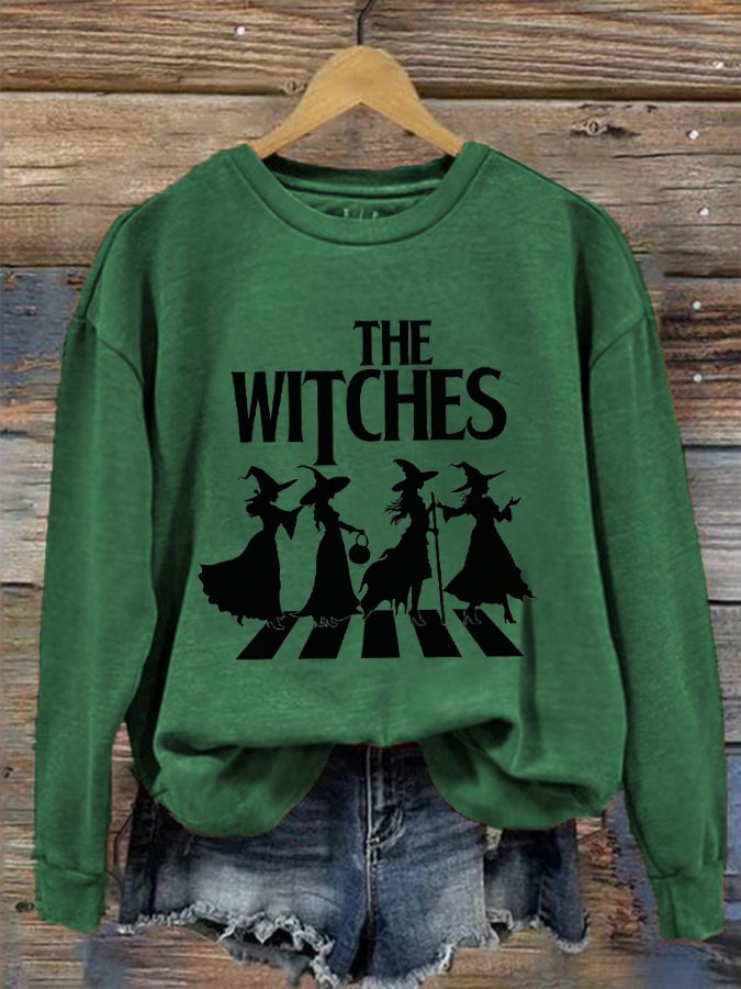 Women's Halloween The Witches Print Crew Neck Sweatshirt