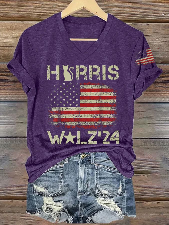Women's general election hot comma la printed casual T-shirt