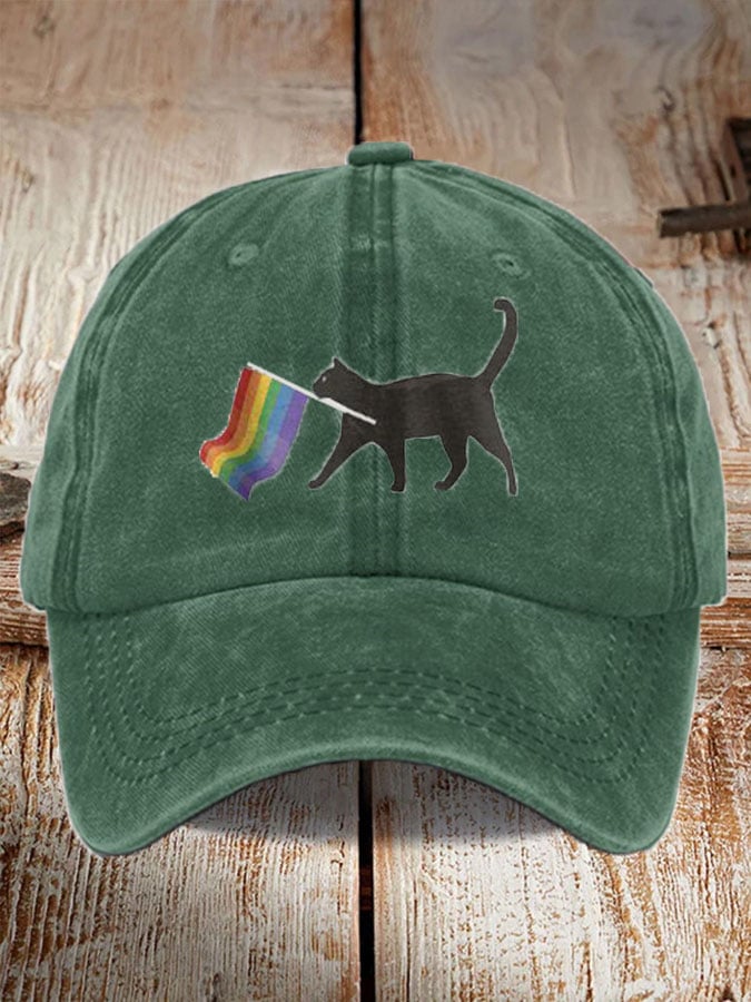 Unisex La Cat Rainbow Flag Communism Print Baseball Cap