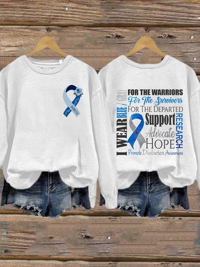 Women's Diabetes Awareness I Wear Blue Sweatshirt