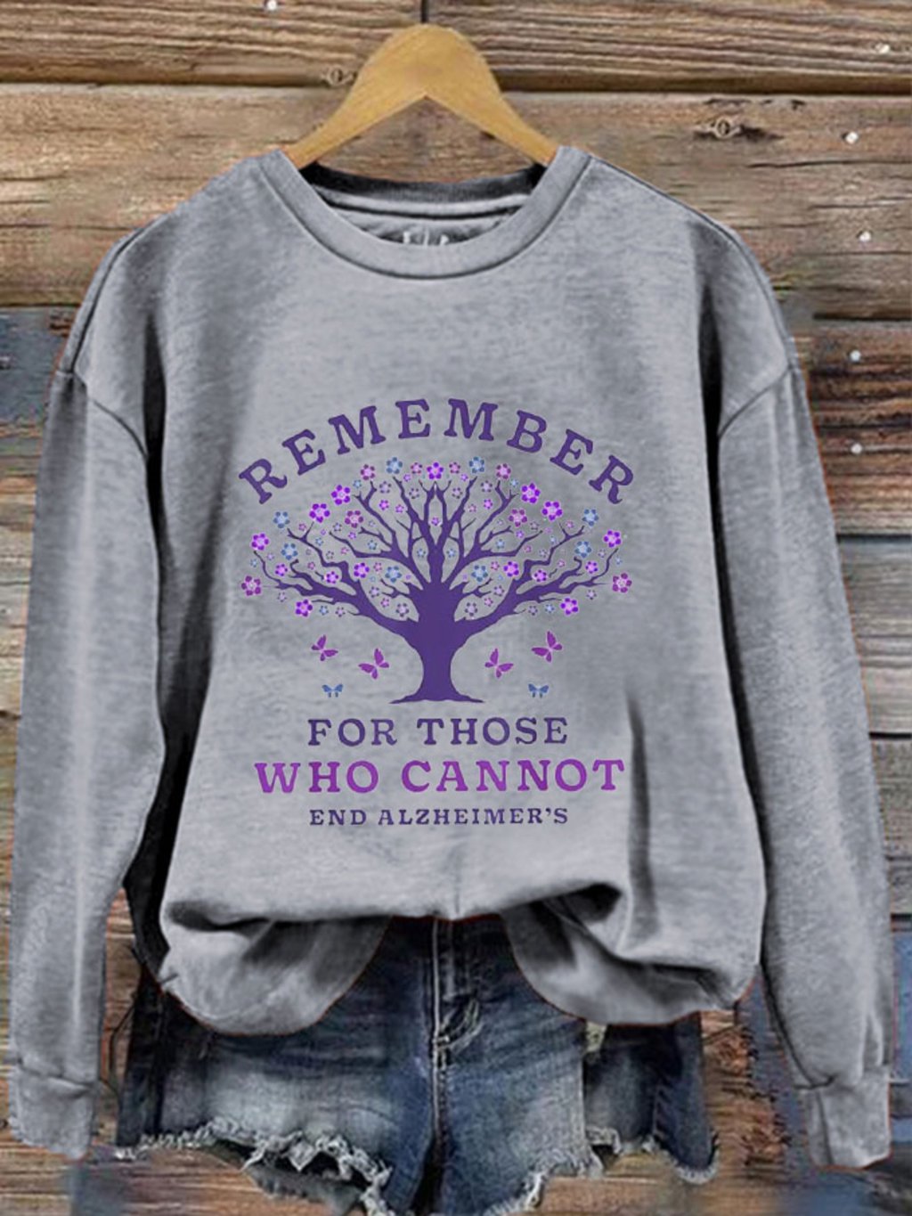 Women's Remember For Those Who Cannot Dementia Alzheimer's Disease Awareness Printed Sweatshirt