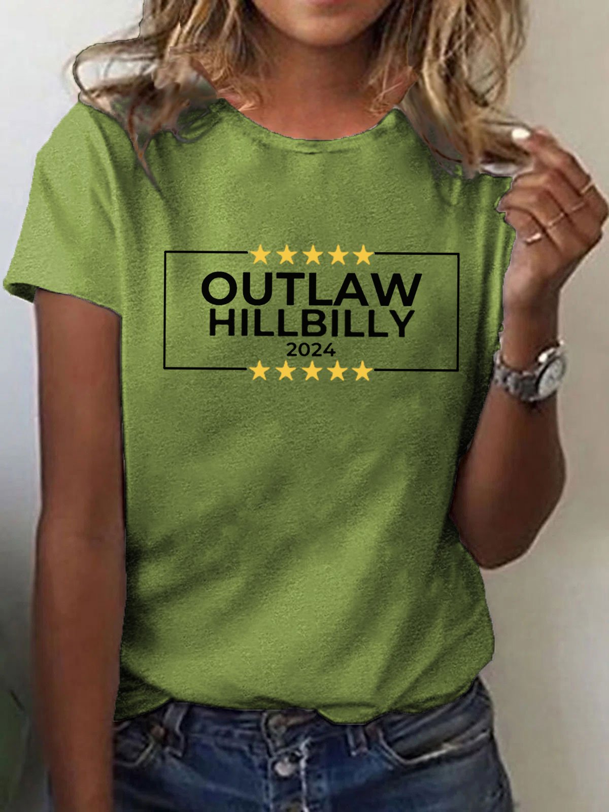 Women's Outlaw Hillbilly Print Crew Neck T-Shirt