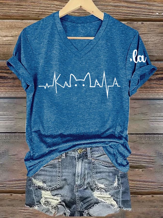 Women's general election hot comma la printed casual T-shirt