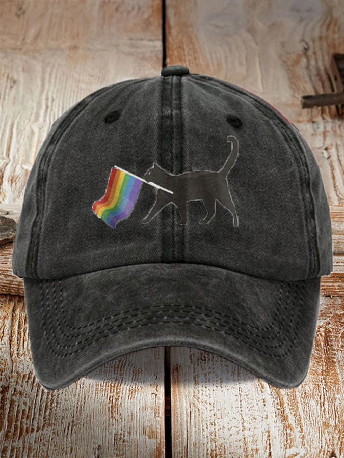 Unisex La Cat Rainbow Flag Communism Print Baseball Cap