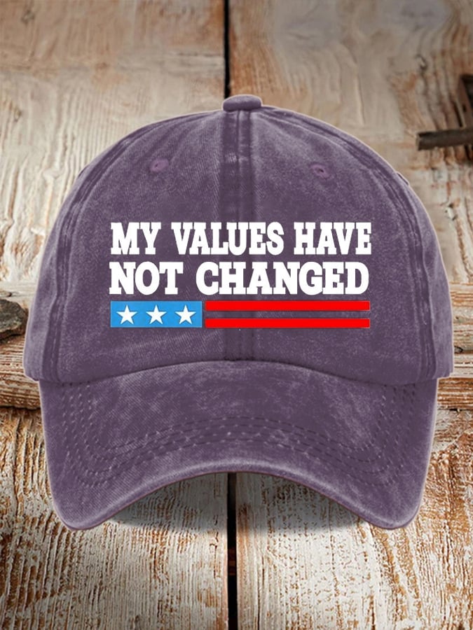 Unisex My Values ​​Never Change Printed Washed Distressed Hat