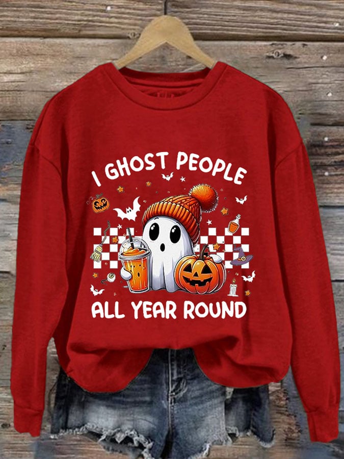 Women'S I Ghost People Halloween Print Sweatshirt