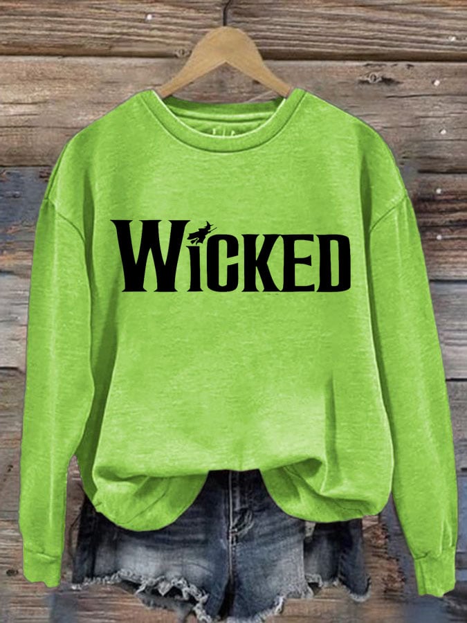 Women's Wicked Witch Print Round Neck Sweatshirt
