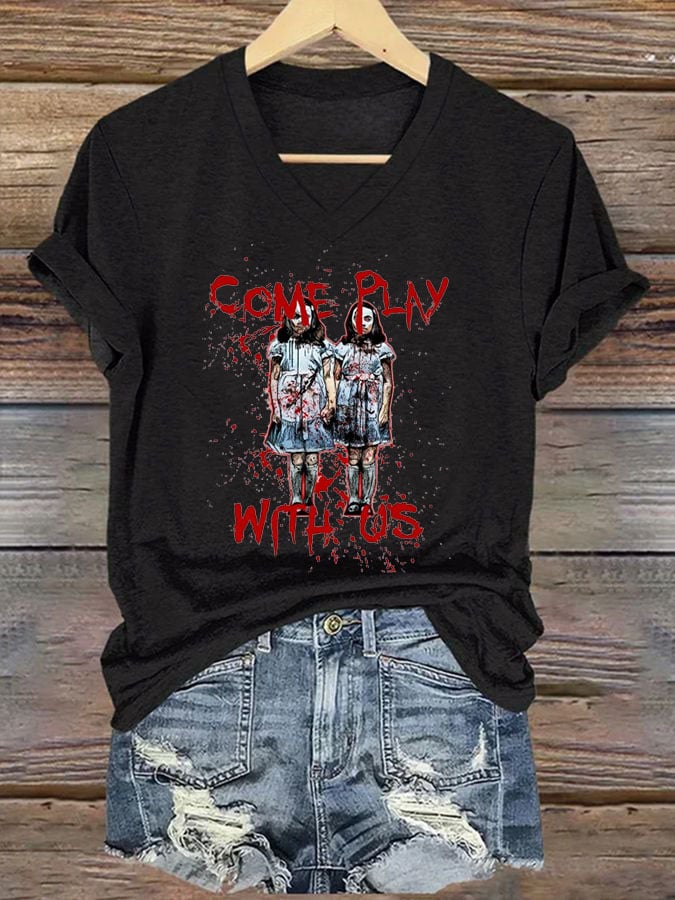 Women's Come Play With Us Print Casual T-Shirt