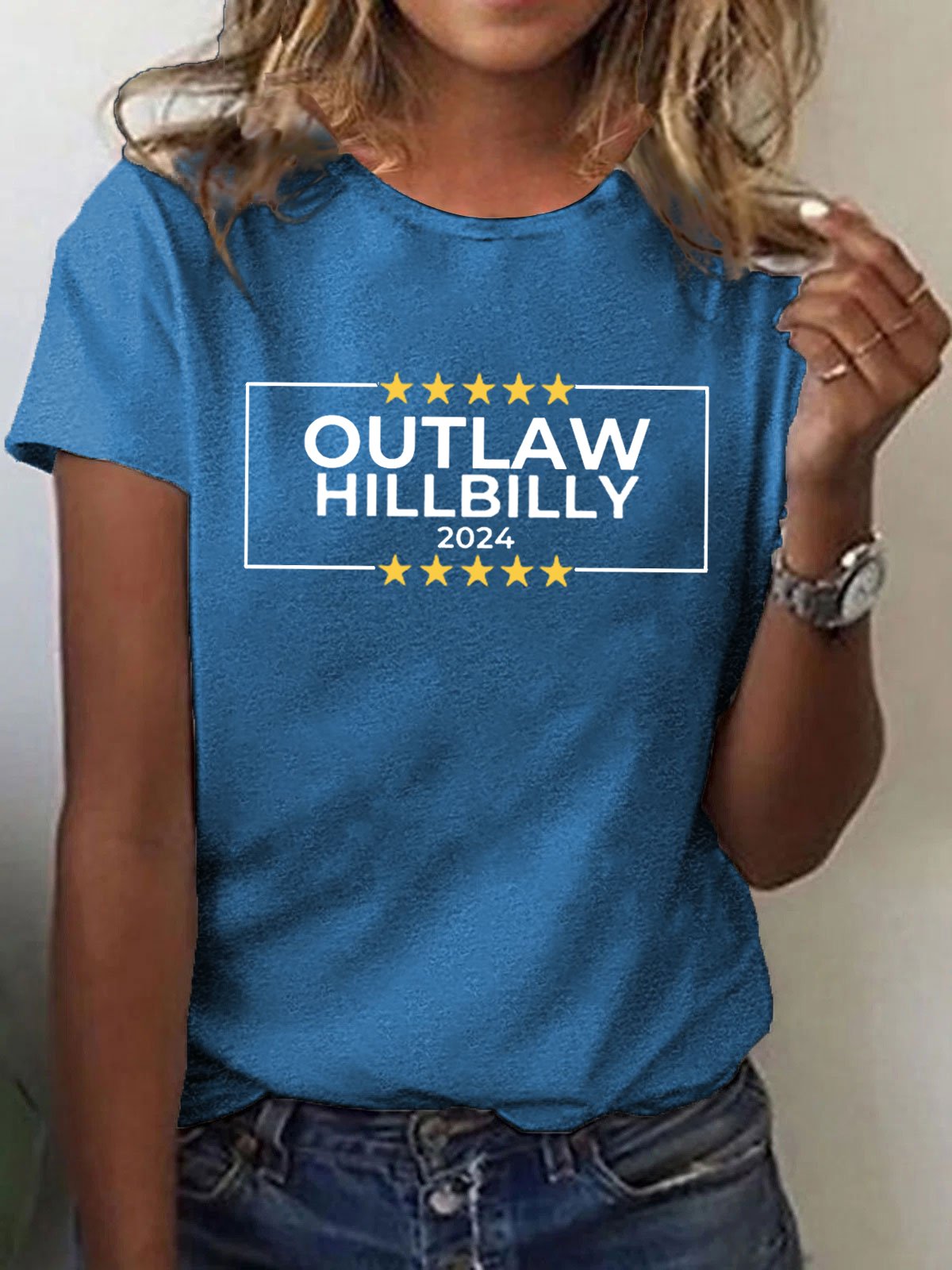 Women's Outlaw Hillbilly Print Crew Neck T-Shirt