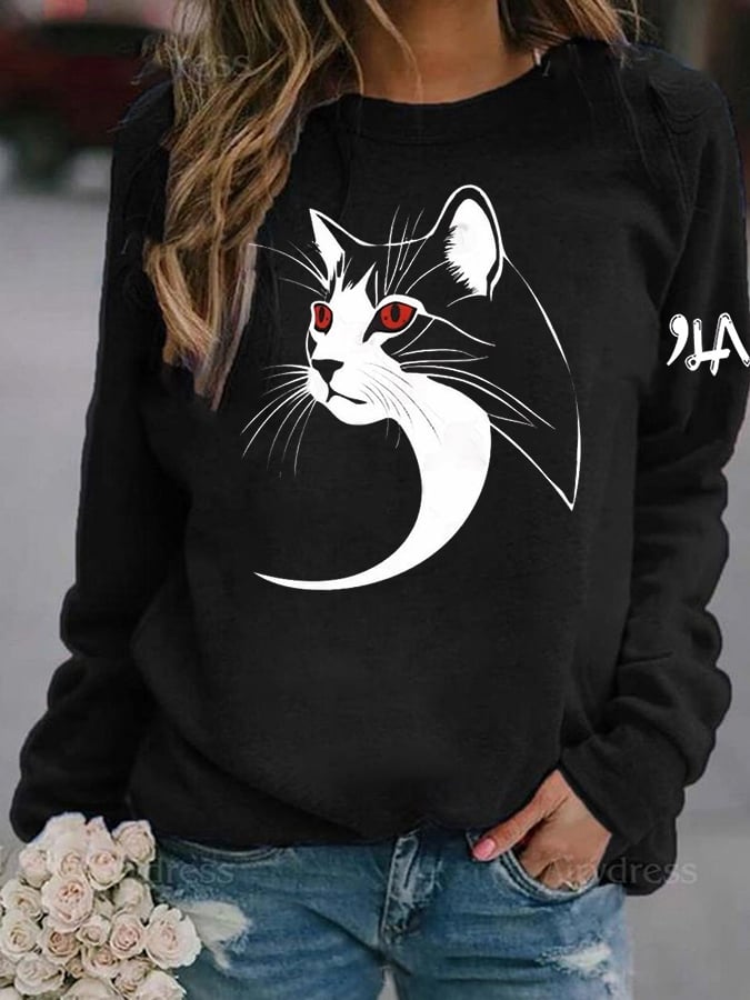Women's  Cat Printed Casual Sweatshirt