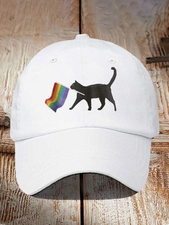 Unisex La Cat Rainbow Flag Communism Print Baseball Cap