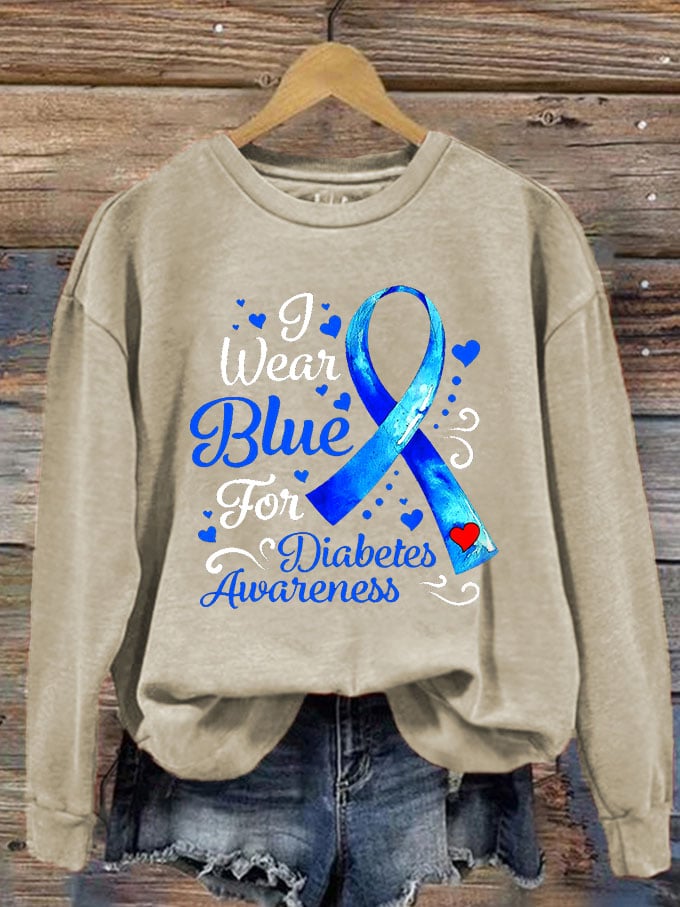 Women's I Wear Blue For Diabetes Awareness Printed Sweatshirt