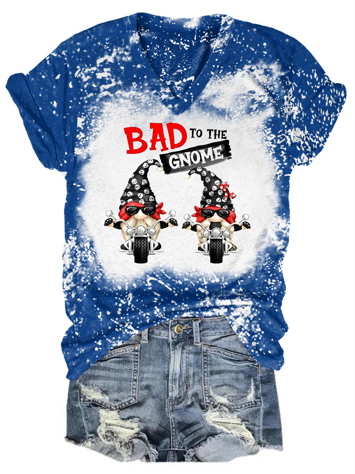Bad To The Gnome Tie Dye V Neck T-shirt
