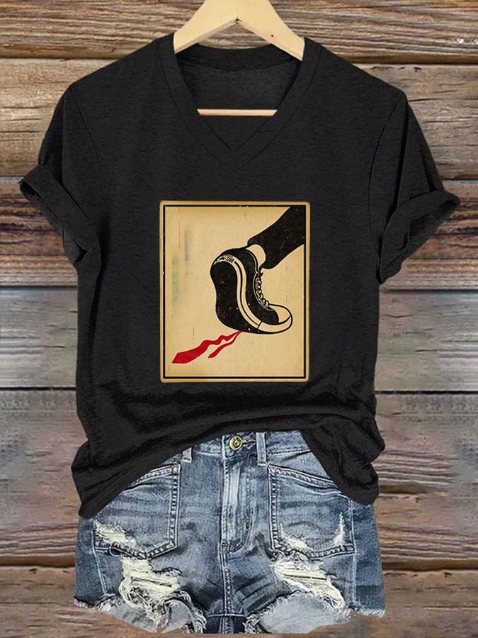 Women's Casual Printed V-Neck T-Shirt