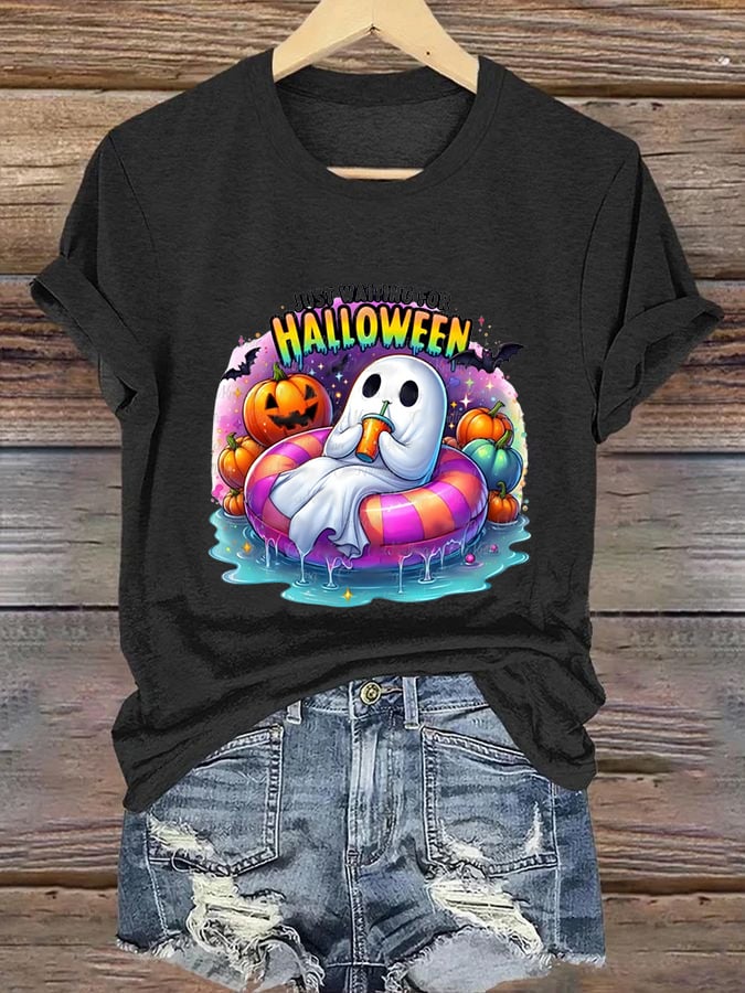 Women's Just Waiting for Halloween Print Casual T-Shirt