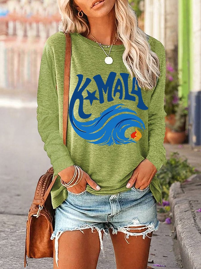 Women's Blue Wave Long Sleeve T-Shirt