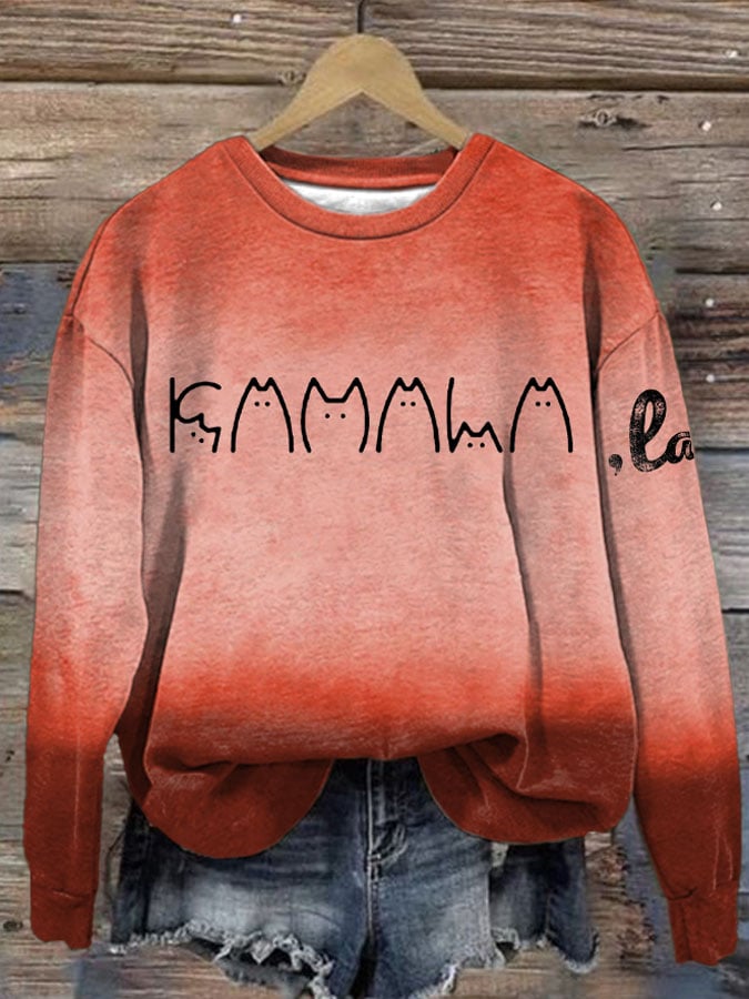 Women's  La Cat Flag Print Casual Sweatshirt