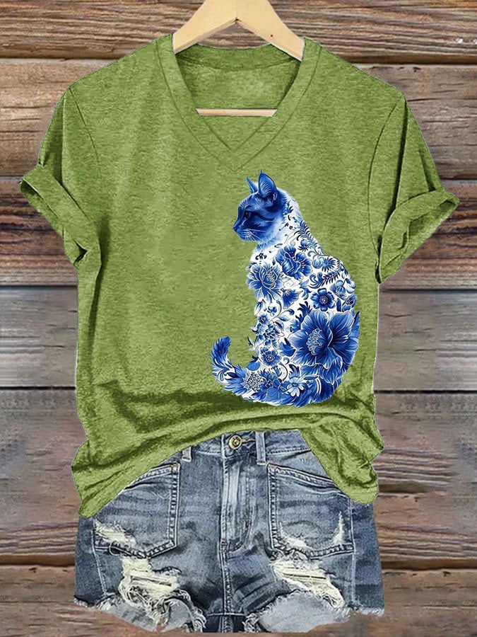 Women'S Cat Printed T-Shirt