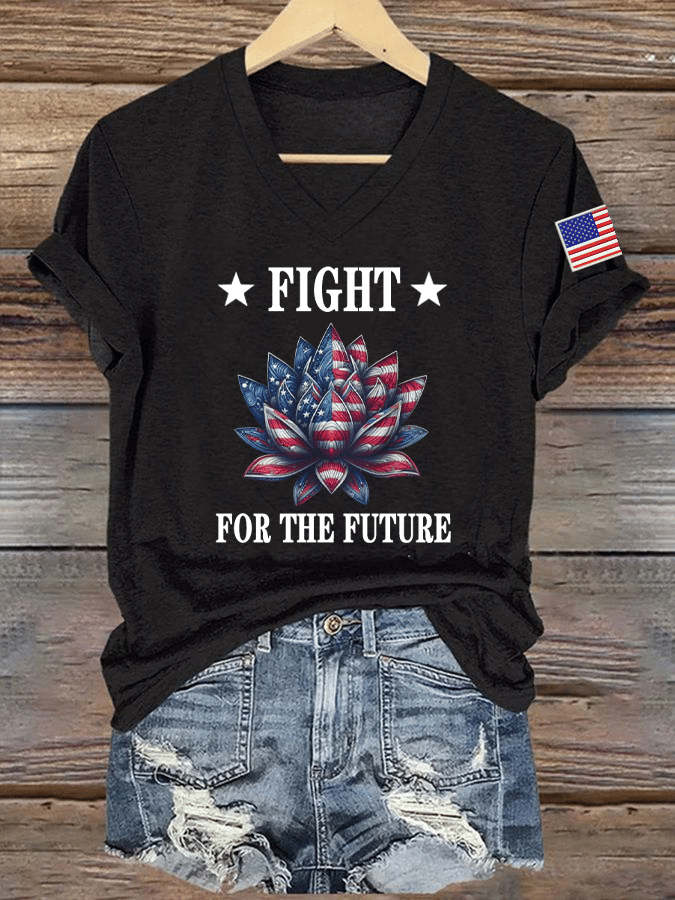 Women's Fight For The Future Printed Round Neck Short Sleeve T-Shirt