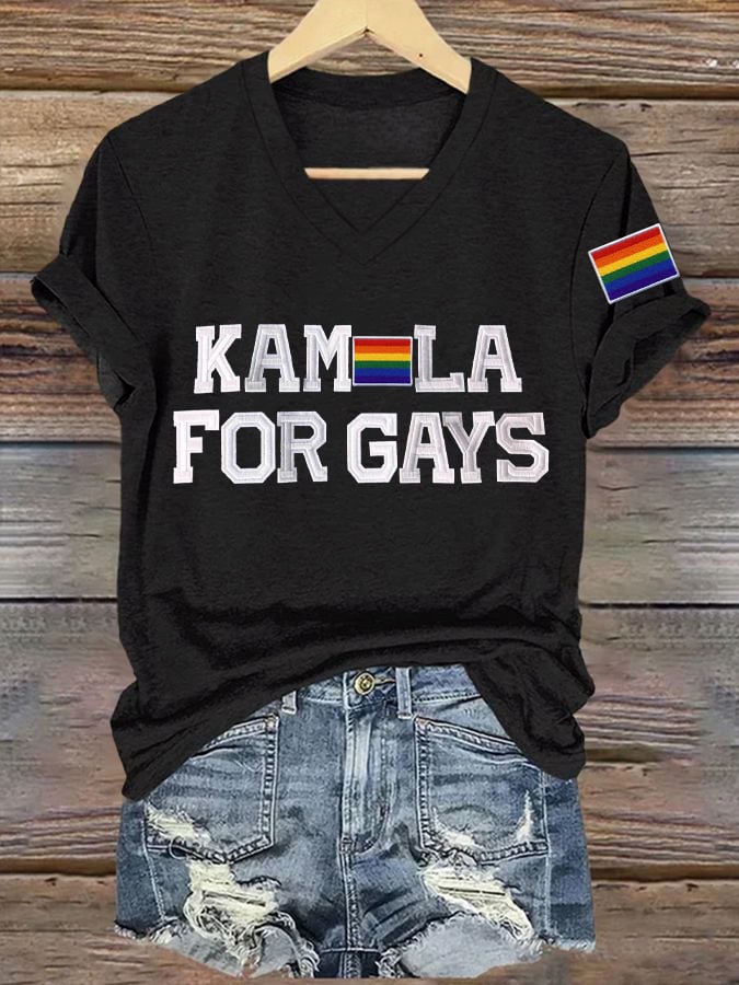 Women's For Gays Print Casual V-Neck T-Shirt