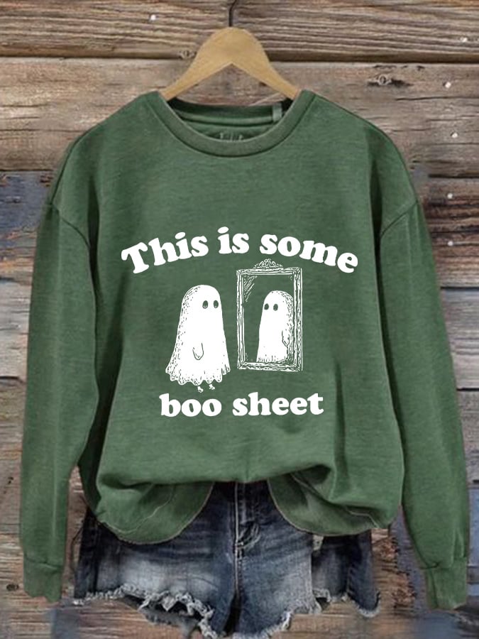 Women's This Is Some Boo Sheet Print Round Neck Sweatshirt
