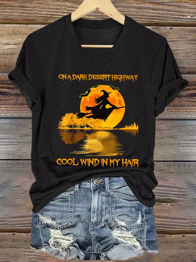 Women's Halloween On A Dark Desert Highway Cool Wind In My Hair printed casual T-shirt