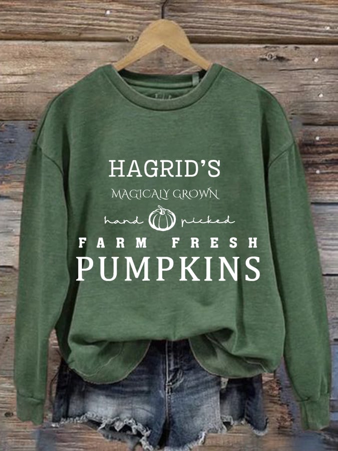 Women's Hagrid's Pumpkins Print Casual Sweatshirt