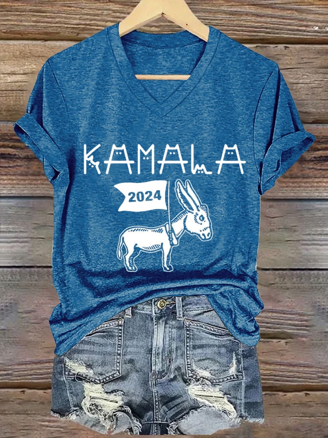 Women's Feminist Print Casual V-Neck T-Shirt