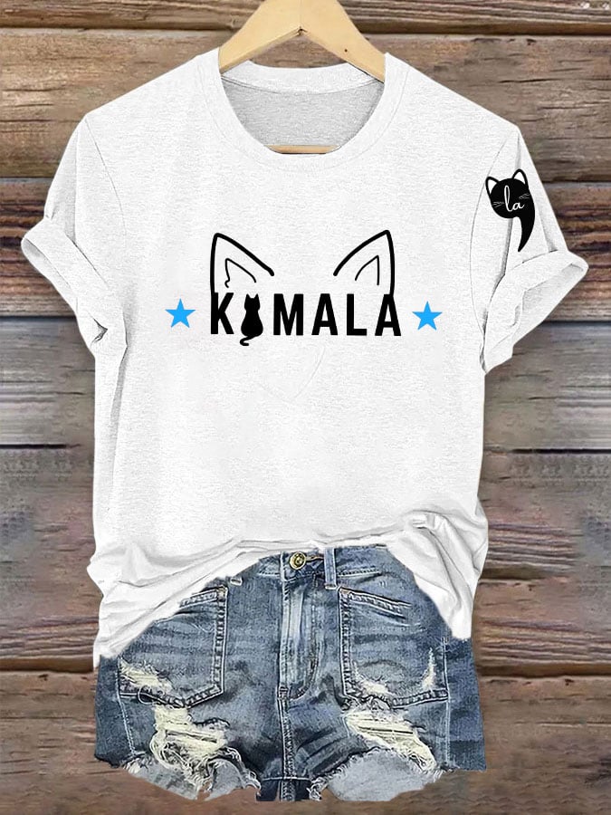 Women's La cat printed T-shirt