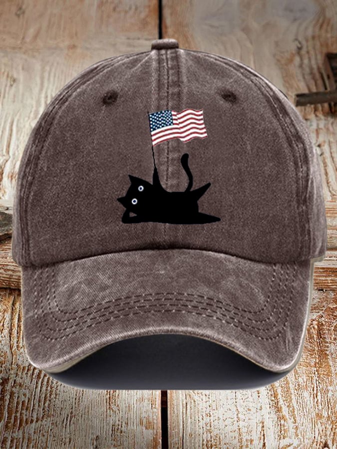 Unisex Cute Cat Flag Printed Hat