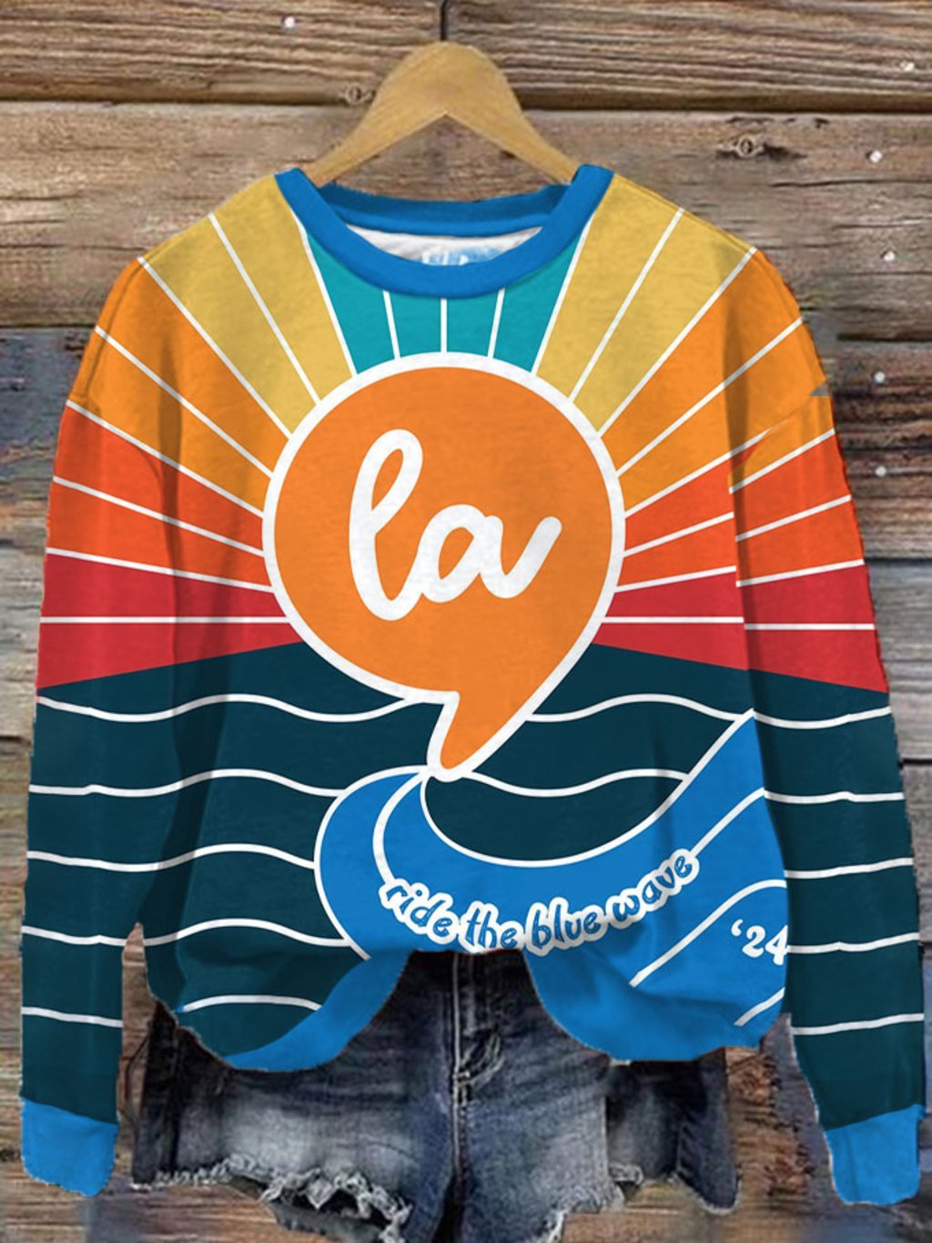 Women's Comma La Ride The Blue Wave '24 Printed Sweatshirt