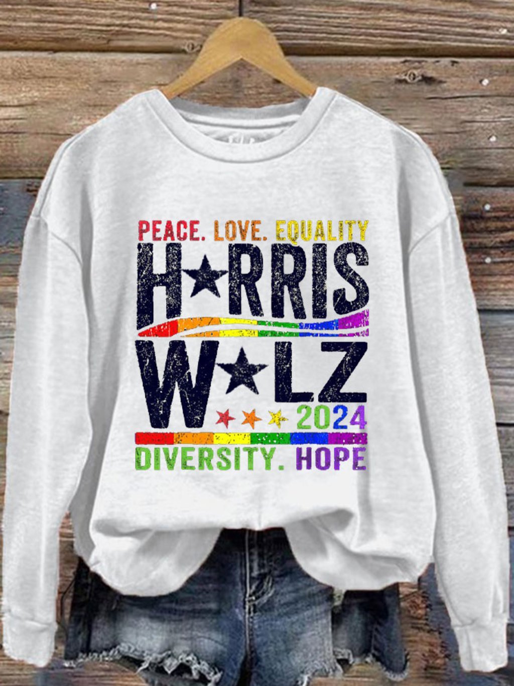 Women's Peace&Love Pride Printed Sweatshirt