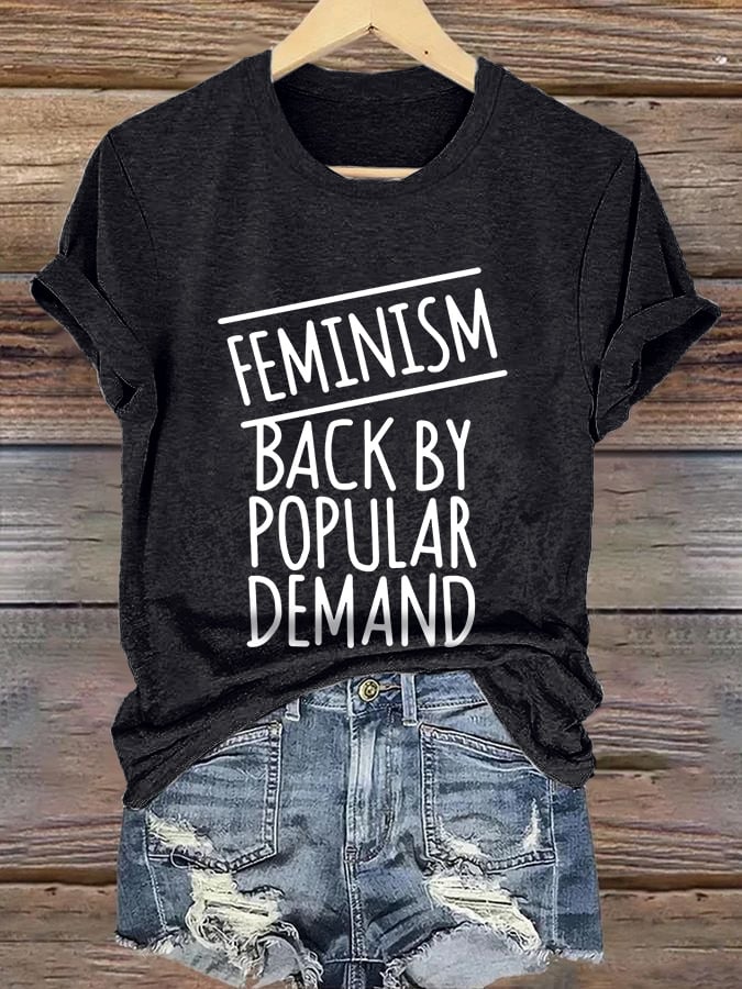 Women's Feminism Back By Popular Demand Printed Casual V Neck T-Shirt