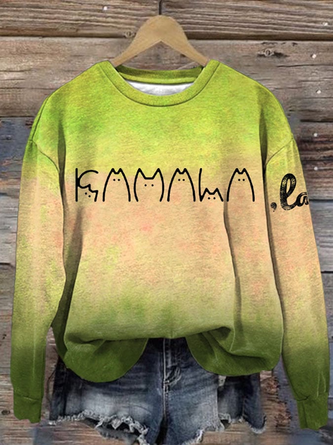 Women's  La Cat Flag Print Casual Sweatshirt