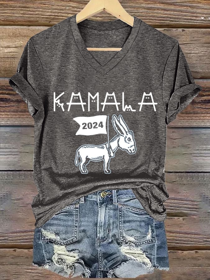 Women's Feminist Print Casual V-Neck T-Shirt