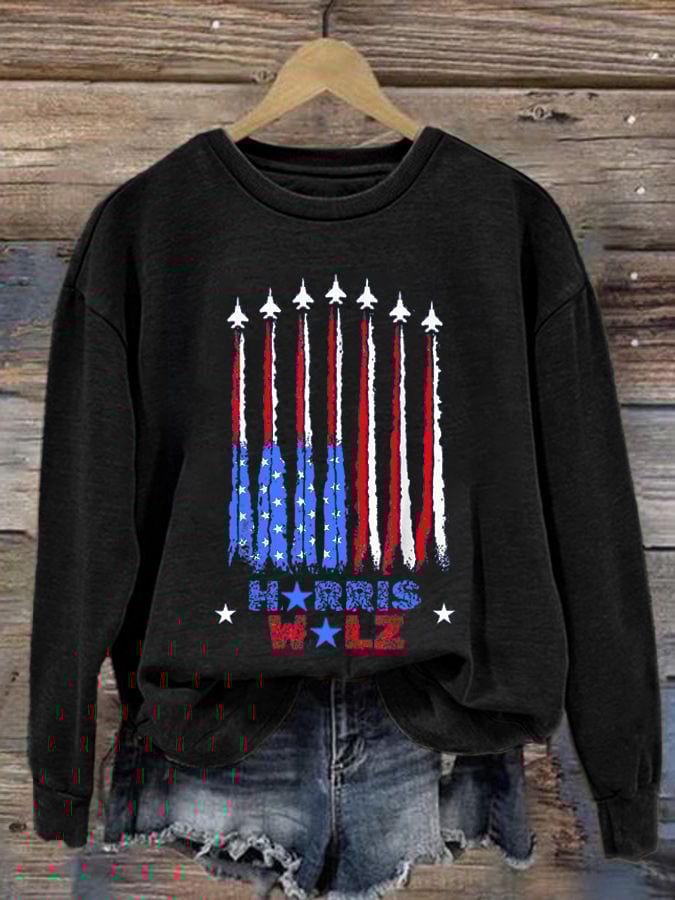 Women's comma la print crew neck sweatshirt