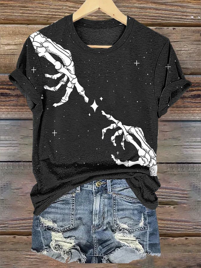 Women's Halloween Skull Print Casual T-Shirt