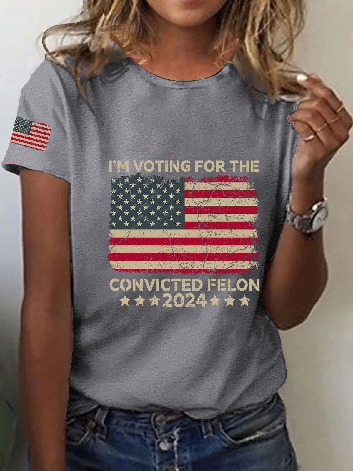 Women's I'm Voting For The Felon Print T-Shirt